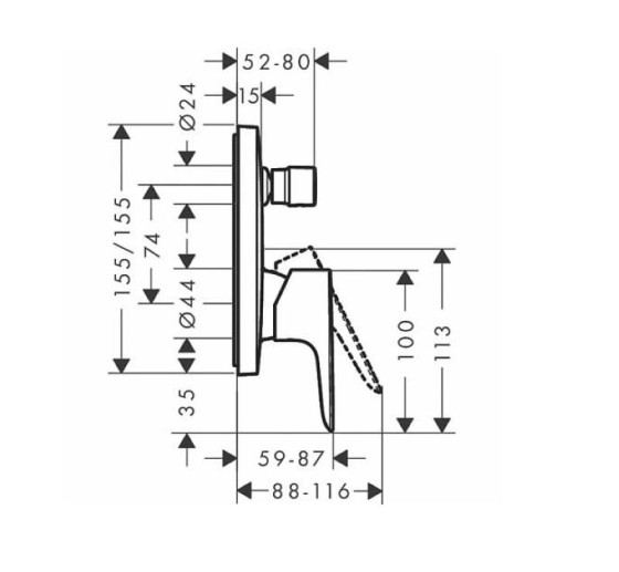 Змішувач прихованого монтажу для душу Hansgrohe Talis E 71745700 білий матовий