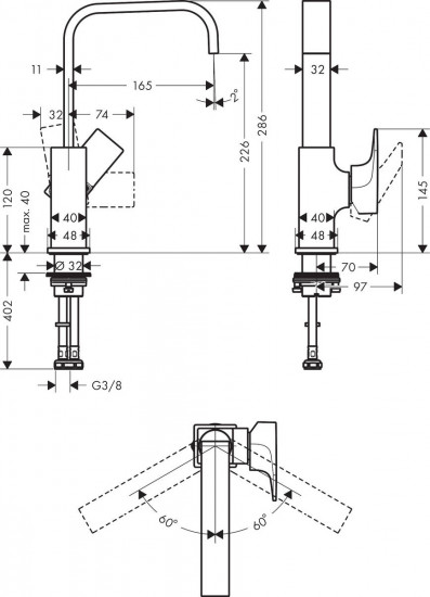 Змішувач для раковини Hansgrohe Metropol 32511670 чорний матовий