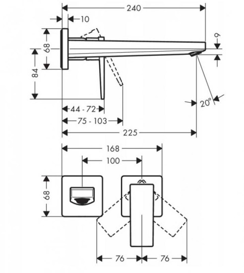 Смеситель для раковины скрытого монтажа Hansgrohe Metropol 32526340 шлифованный черный хром
