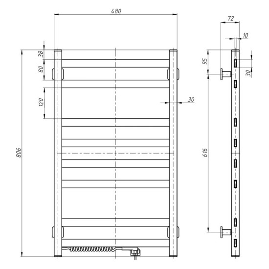 Рушникосушарка Navin Авангард 480x800 12-228150-4880