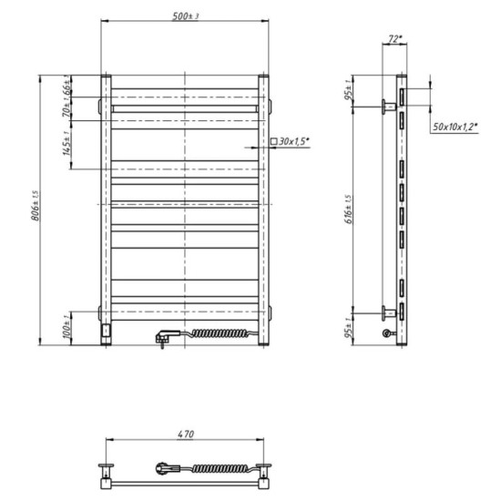 Рушникосушарка Navin Largo 500х800 Sensor 12-844053-5080 правий (білий бархат), таймер