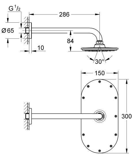 Верхний душ Grohe Rainshower Veris 300 26068000