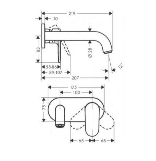 Змішувач для раковини прихованого монтажу Hansgrohe Vernis Shape 71578670 чорний