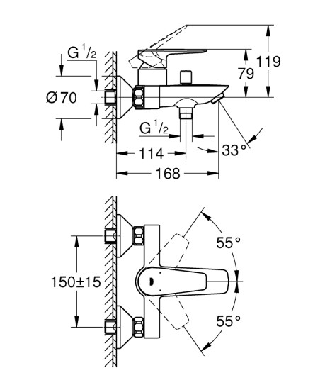 Змішувач для ванни Grohe BauEdge 23605001