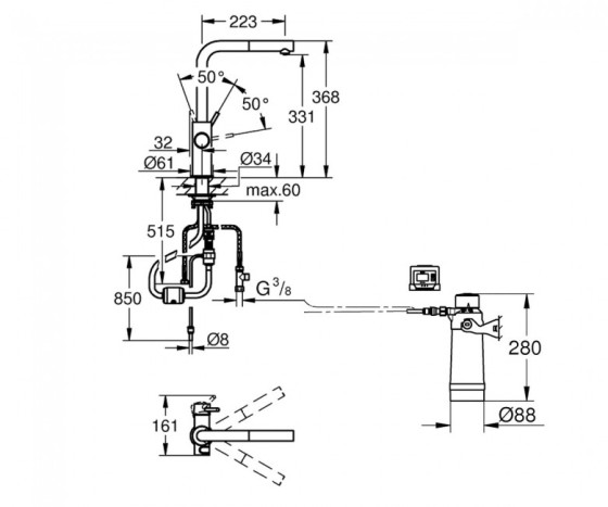 Кухонний змішувач Grohe Blue Pure Minta 30382000