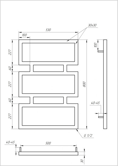 Водяной полотенцесушитель Genesis Aqua Quattro 80x53 черный