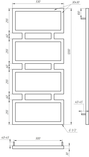 Водяной полотенцесушитель Genesis Aqua Quattro 120x53 белый