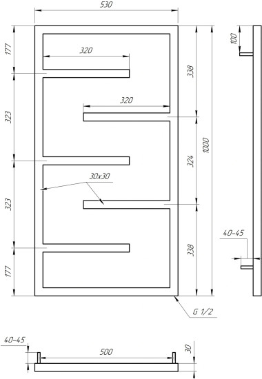 Водяной полотенцесушитель Genesis Aqua Infinite 100x53 серый