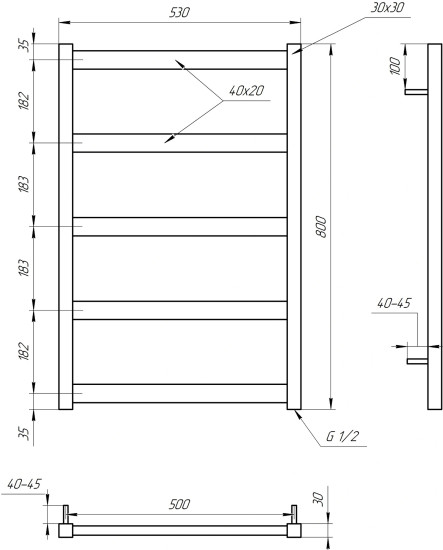 Водяной полотенцесушитель Genesis Aqua Minimal 80x53 белый