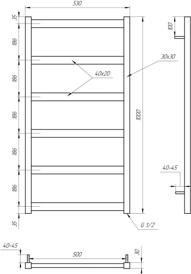 Водяной полотенцесушитель Genesis Aqua Minimal 100x53 белый