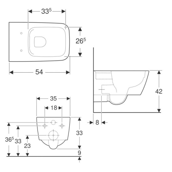 Унитаз подвесной Geberit iCon Square Rimfree 201950000 + 571910000