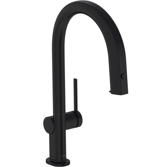 Кухонный смеситель с подключением к фильтру Hansgrohe AQITTURA M91 76803670 чёрный матовый