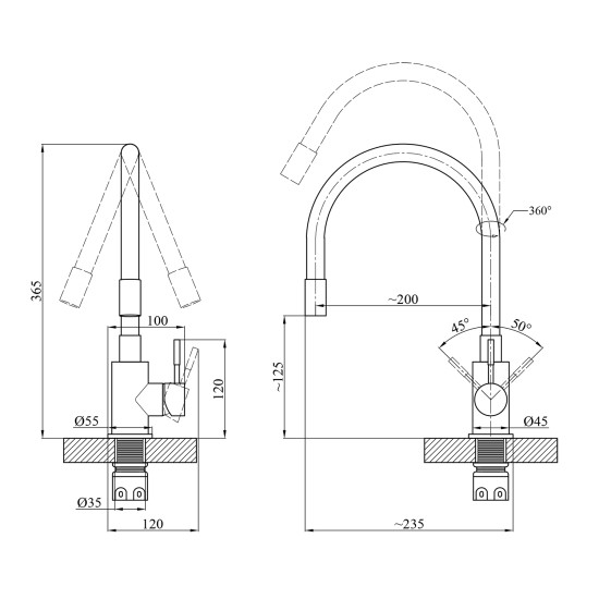 Кухонный смеситель Agua Acero-INOX035NS-1 (CV023288)