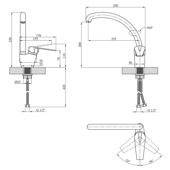 Кухонный смеситель Kroner KRM Odra-C032 (CV021151)