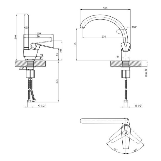 Кухонный смеситель Kroner KRM Odra-C036 CV021186