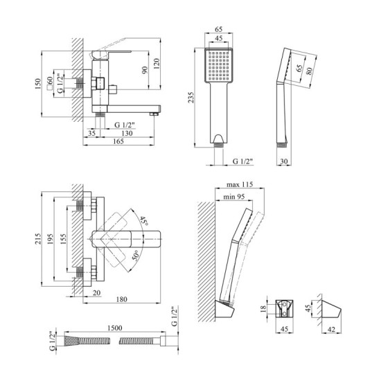 Смеситель для ванны Kroner KRM Ems-C060 (CV017357)