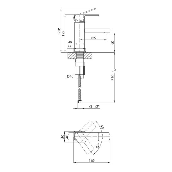 Смеситель для раковины Kroner KRM Ems-C010 (CV017355)
