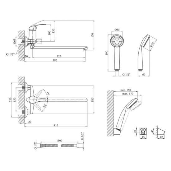 Змішувач для ванни Agua Sevilla-C061 (CV016444)