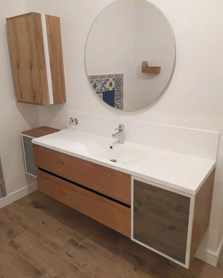 Тумба с умывальником Fancy Marble (Буль-Буль) Meloria R шпон