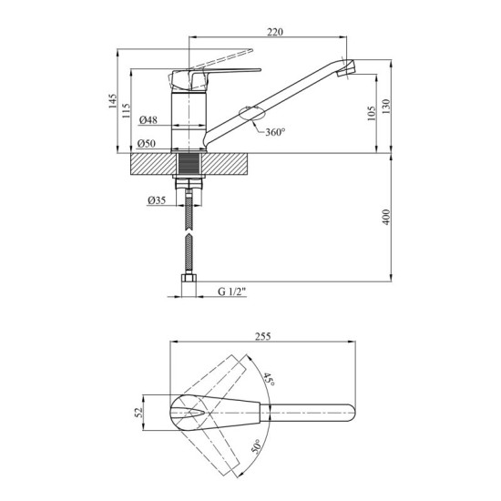 Кухонный смеситель Kroner KRM Odra-C030 (CV021079)