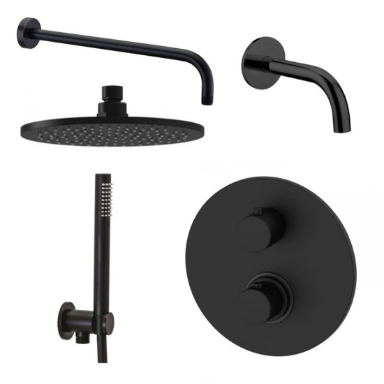 Душевая система скрытого монтажа Paffoni (KIT LIQ019NO B) черный матовый