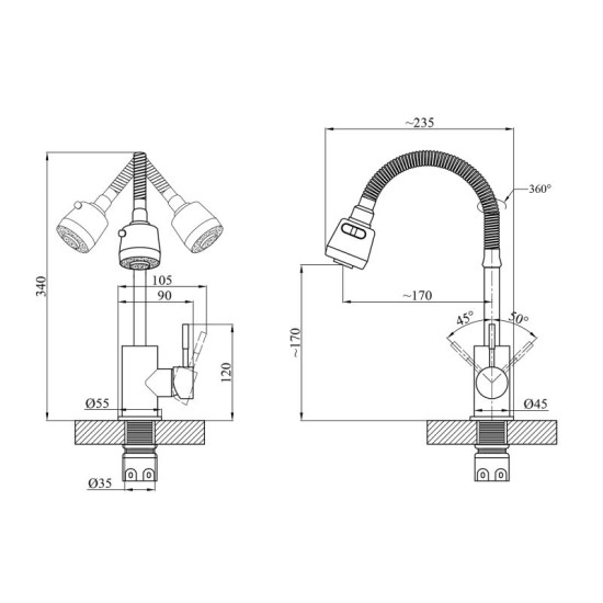 Кухонный смеситель Agua Acero-INOX035-2 (CV023291)