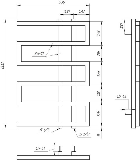 Водяна рушникосушарка Genesis Aqua Dual 80x53 чорний
