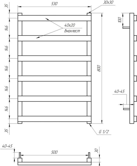Водяна рушникосушарка Genesis Aqua Basis 80x53 чорний