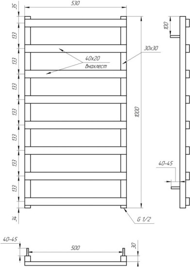 Водяна рушникосушарка Genesis Aqua Basis 100x53 чорний