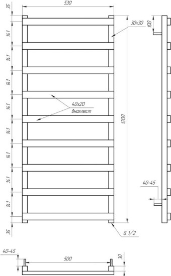 Водяна рушникосушарка Genesis Aqua Basis 120x53 білий