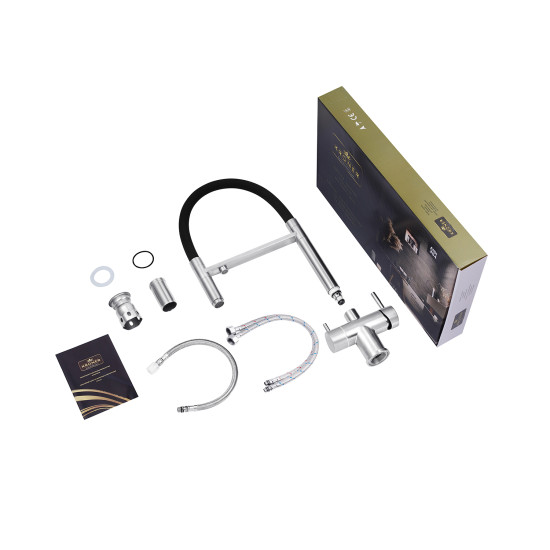 Кухонний змішувач із підключенням до фільтра Kroner KRP Edelstahl Klassisch-ESG03815BLK (CV027933)