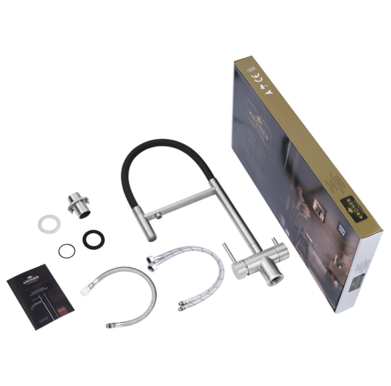 Кухонний змішувач із підключенням до фільтра Kroner KRP Edelstahl Klassisch-ESG03815BLK (CV027933)