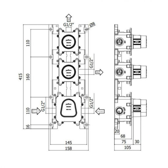 Скрытая часть Paffoni Modular box (MDBOX018)