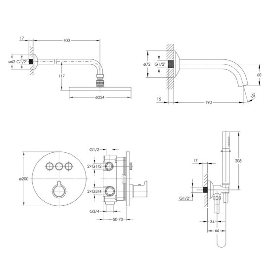 Душевая система скрытого монтажа Imprese Smart Click ZMK101901225