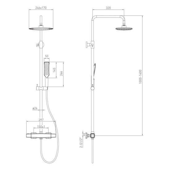 Душевая система Volle Sistema P 1584.090301 cromo