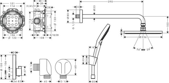Душова система прихованого монтажу Hansgrohe Raindance S 27959670