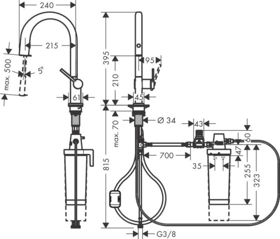 Кухонный смеситель с подключением к фильтру Hansgrohe Aqittura M91 FilterSystem 210 76801000