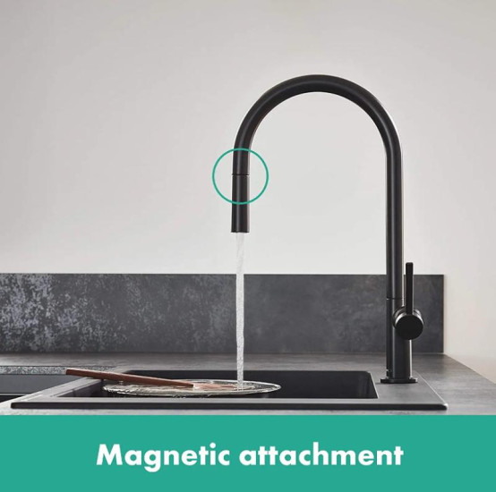 Кухонний змішувач з висувним виливом Hansgrohe Talis 210 1jet 72802670 матовий чорний