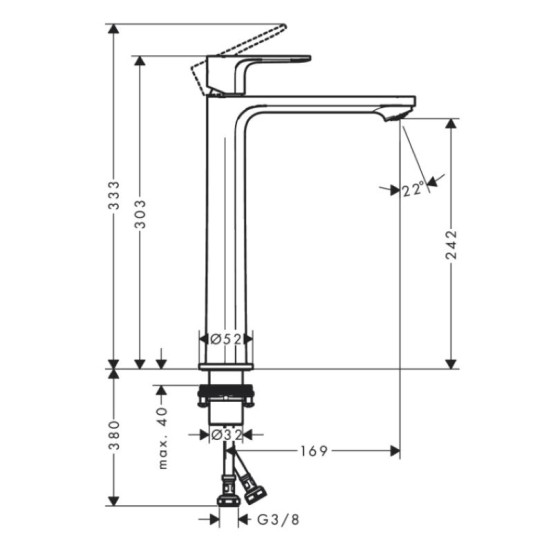Змішувач для раковини Hansgrohe Rebris E 240 CoolStart 72583000