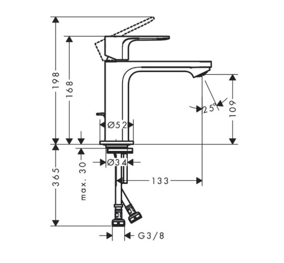 Змішувач для раковини Hansgrohe Rebris S 110 Coolstart 72519670 чорний матовий