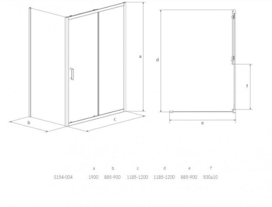 Душова кабіна Cersanit Zip 120x90 S154-004 прозоре скло без піддона