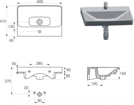 Раковина Cersanit MILLE SLIM K675-002