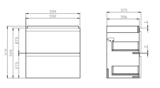 Тумба с раковиной Cersanit B05 Moduo Slim 60 UN509-043 серый