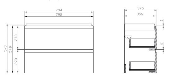 Тумба с раковиной Cersanit B07 Moduo Slim 80 UN509-045 серый