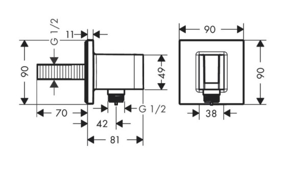 Шланговое подсоединение Hansgrohe FixFit Porter Square 26889000