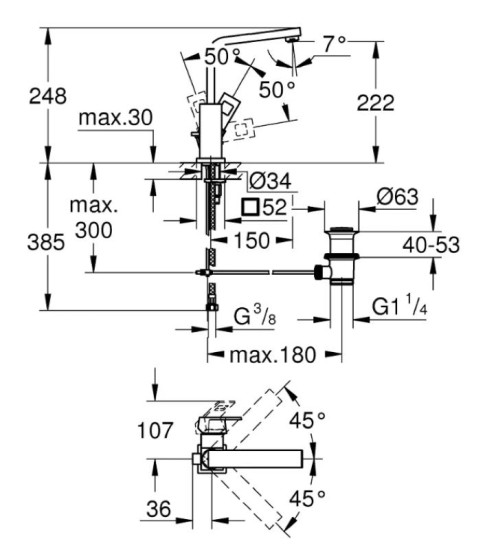 Смеситель для раковины Grohe Eurocube 2313500E