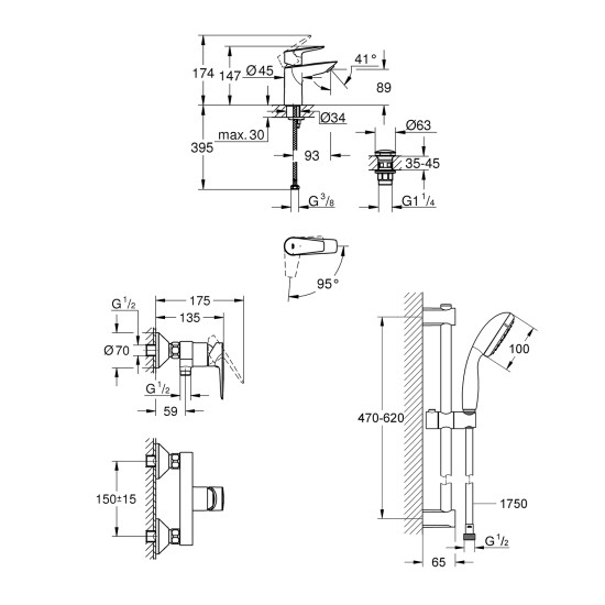 Набор смесителей Grohe QuickFix StartEdge UA202502SE