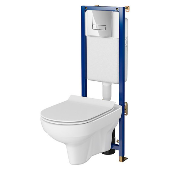 Інсталяція з унітазом Cersanit Tech Line Base з кнопкою Base Smart+унітаз City Clean On із сидінням (S701-643)