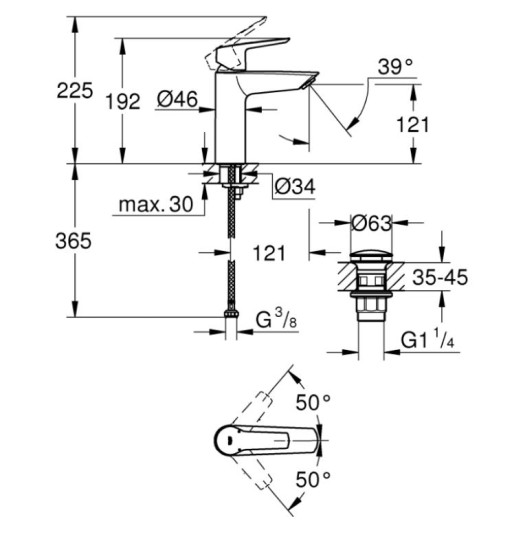 Змішувач для раковини Grohe QuickFix Start (235752432) чорний матовий