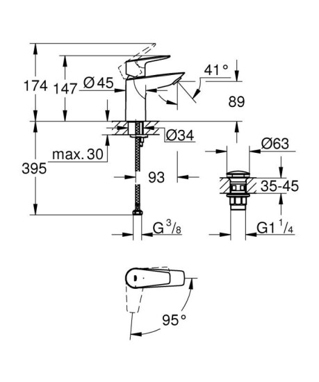 Змішувач для раковини Grohe QuickFix Start Edge (23900001)